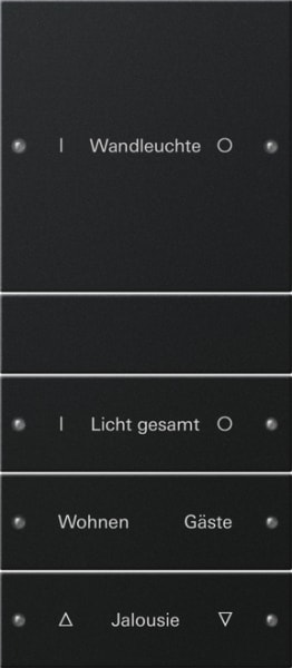 GIRA - Wippenset 4f (1+3) beschr. System 55 Schwarz m(lack.)