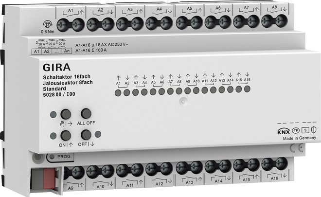 GIRA - Schaltaktor / Jalousieaktor 16f/8f 16 A REG Std KNX Secure