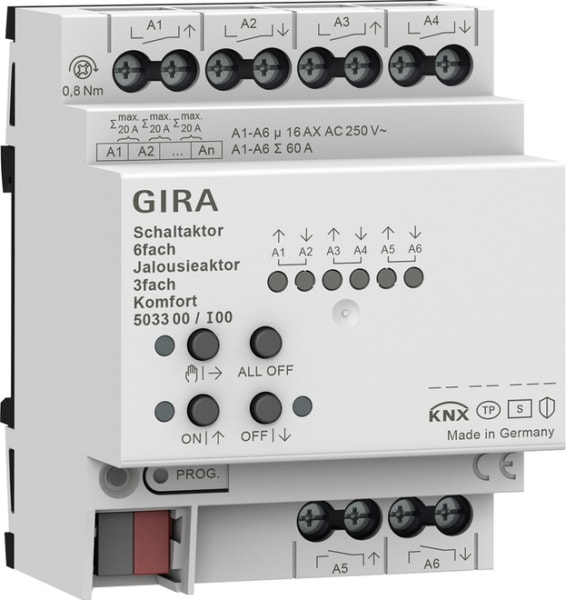 GIRA - Schaltaktor / Jalousieaktor 6f/3f 16 A REG Kmf KNX Secure