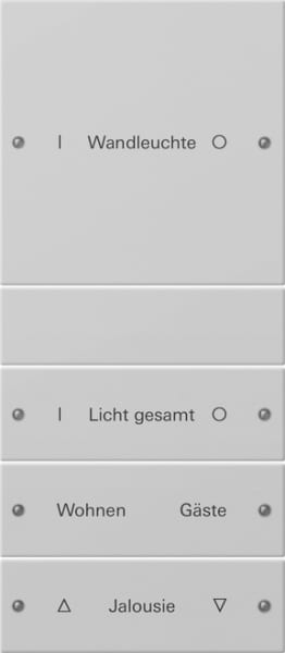 GIRA - Wippenset 4f (1+3) beschr. System 55 Grau m(lack.)