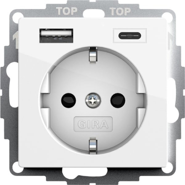GIRA - SCHUKO SH USB-Spannungsvers. 2f Typ A/C System 55 Reinweiß