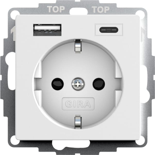 GIRA - SCHUKO SH USB-Spannungsvers. 2f Typ A/C System 55 Reinweiß m