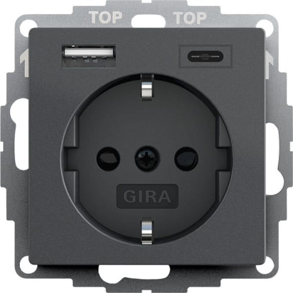 GIRA - SCHUKO SH USB-Spannungsvers. 2f Typ A/C System 55 Anthrazit