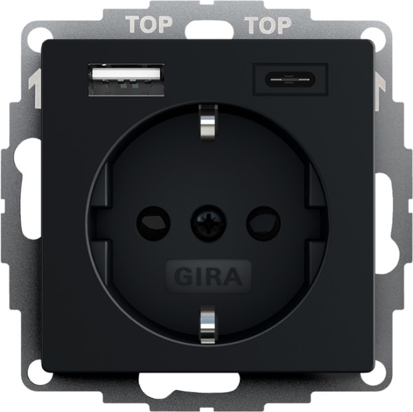 GIRA - SCHUKO SH USB-Spannungsvers. 2f Typ A/C System 55 Schwarz m