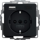 GIRA - SCHUKO SH USB-Spannungsvers. 2f Typ A/C System 55 Schwarz m