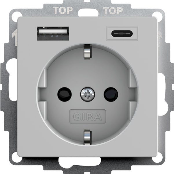 GIRA - SCHUKO SH USB-Spannungsvers. 2f Typ A/C System 55 Grau m