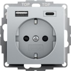 GIRA - SCHUKO SH USB-Spannungsvers. 2f Typ A/C System 55 F Alu