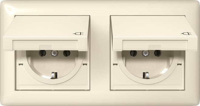 GIRA - SCHUKO-Steckd. KD + Set IP44 + Rahmen 2f Standard 55 Cremeweiß