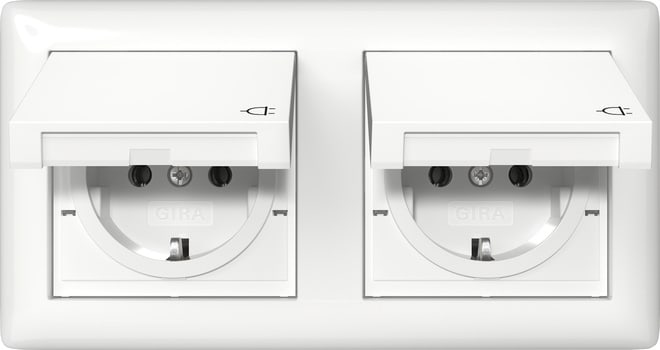 GIRA - SCHUKO-Steckd. KD + Set IP44 + Rahmen 2f Standard 55 Reinweiß