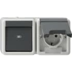 GIRA - Kombi AusWe/SCHUKO-Steckd. waager. KD WG AP Grau