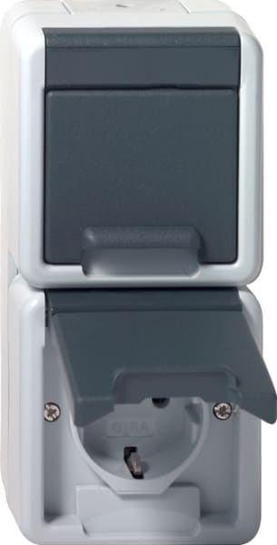 GIRA - SCHUKO-Steckd. 2f senkr. KD WG AP Grau