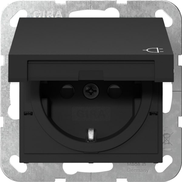 GIRA - SCHUKO-Steckd. KD + SH System 55 Schwarz m