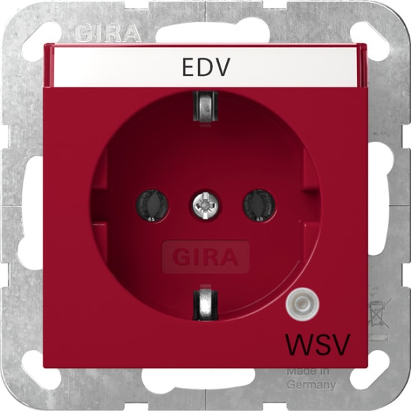 GIRA - SCHUKO-Steckd. Kontroll GN + BSF WSV System 55 Rot