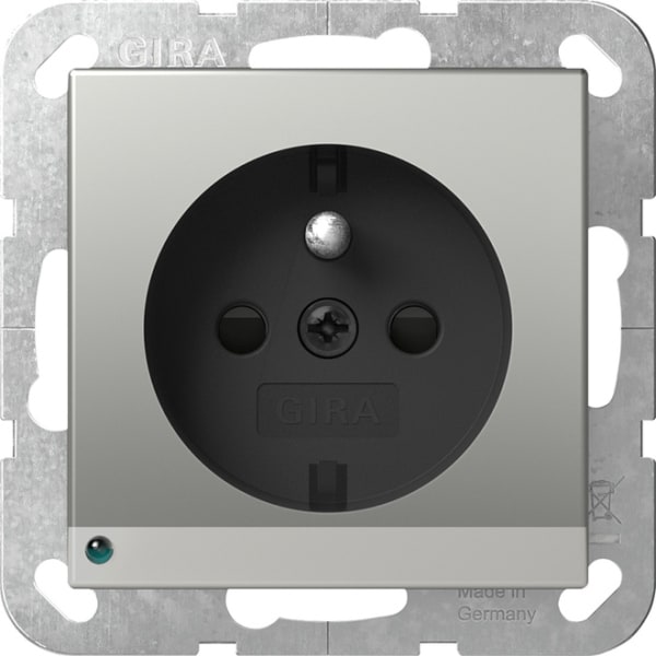GIRA - Steckd. Erdstift LED-Leuchte + SH System 55 Edelstahl(lack.)