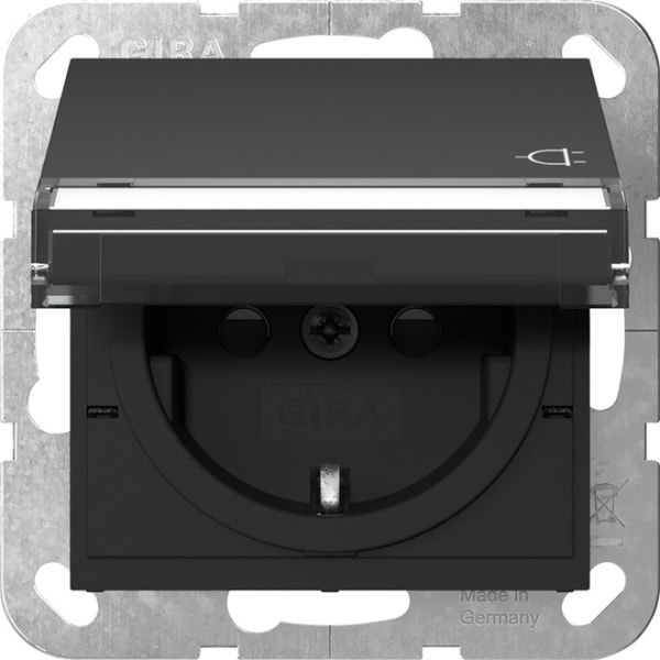 GIRA - SCHUKO-Steckd. KD BSF + SH System 55 Schwarz m