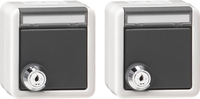 GIRA - Set 2x SCHUKO KD Schloss gleich + BSF WG AP Grau