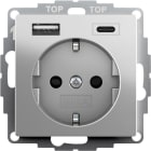 GIRA - SCHUKO SH USB-Spannungsvers. 2f Typ A/C System 55 Edelstahl(lack.)