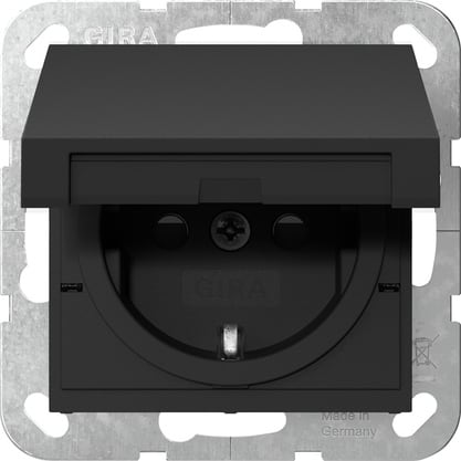 GIRA - SCHUKO-Steckd. KD + SH SRK System 55 Schwarz m