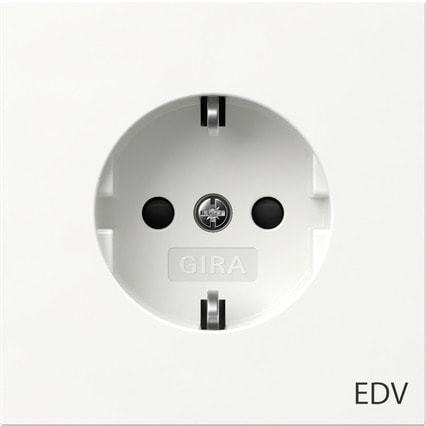GIRA - SCHUKO-Steckd. Aufdruck EDV + SH Flächenschalter Reinweiß
