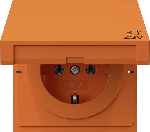 GIRA - SCHUKO-Steckd. KD ZSV Flächenschalter Orange