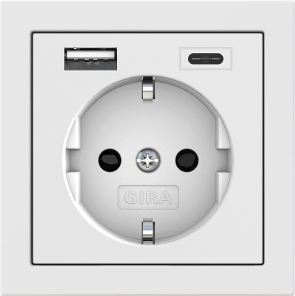 GIRA - SCHUKO SP USB-Spannungsvers. 2f Typ A/C Flächenschalter Reinweiß