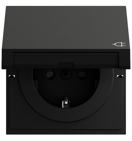 GIRA - SCHUKO-Steckd. KD + SP System 70 Schwarz m(lack.)