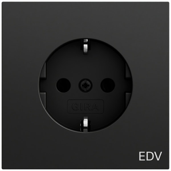 GIRA - SCHUKO-Steckd. Aufdruck EDV System 70 Schwarz m(lack.)