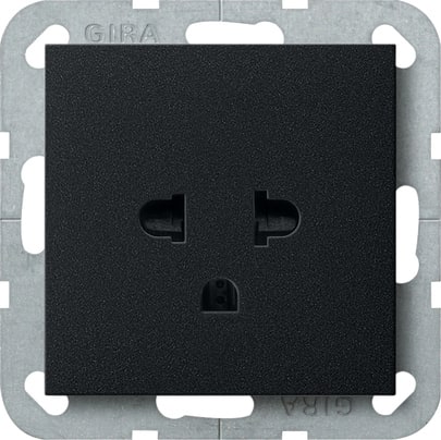 GIRA - Steckd. Schutz EURO-US 16 A System 55 Schwarz m(lack.)