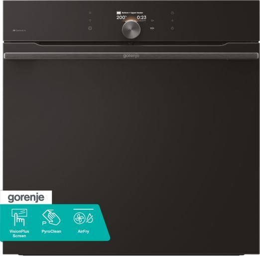GORENJE - Einbaubackrohr 26BA 77L Pyrolyse Vollausz. Uhr A+ sw