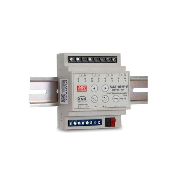 MEAN WELL - KNX Schaltaktor 4 Kanal + 4x Ausgang für 0-10V Steuerung KNX secure