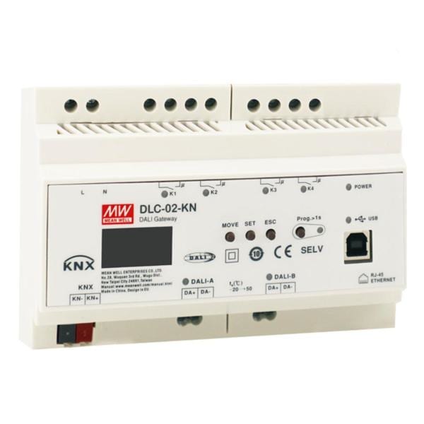 MEAN WELL - KNX DALI-Gateway 2 Kanal Dali-2 + 4 Relais 230V/5A REG