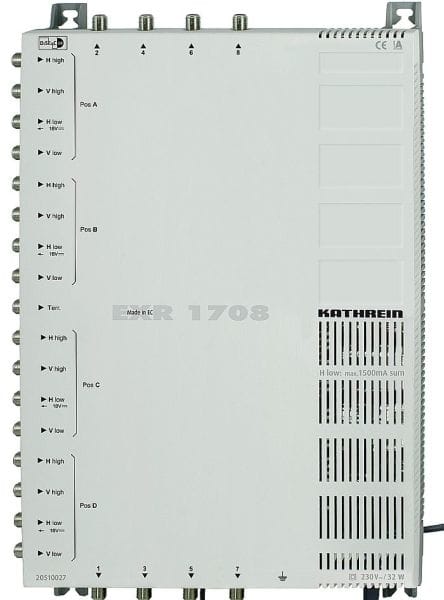 KATHREIN - Multischalter 17/8 1xTerr. 16xSat-Eing. kaskadierb. Netzteil
