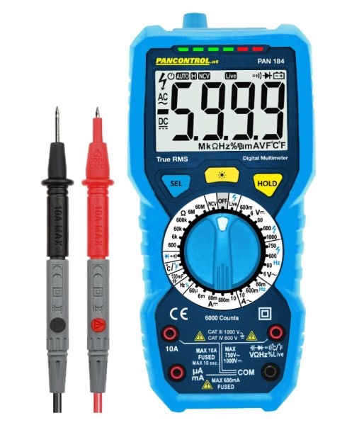 PANCONTROL - Digital-Multimeter True RMS 1000V CAT III mit Temperatur-, Kapazitäts- und Frequenzmessung