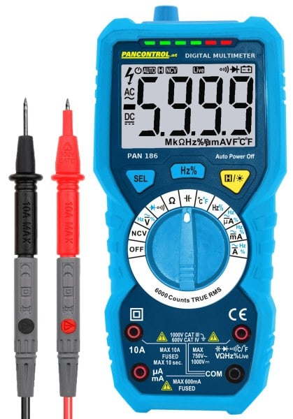 PANCONTROL - Digital-Multimeter True RMS 1000V CAT III mit Temperatur-, Kapazitäts- und Frequenzmessung
