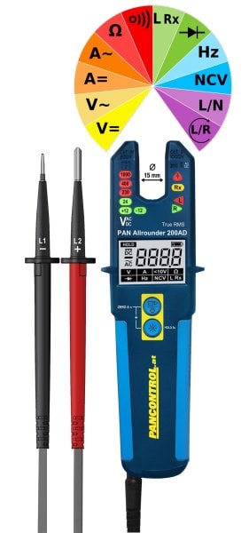 PANCONTROL - Strom-/ Spannungsprüfer LED + LCD 1000V, 200A AC/DC True RMS