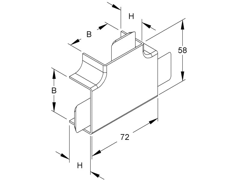 NIEDAX - T-Stück 90°, mit Laschen, 24x40 mm