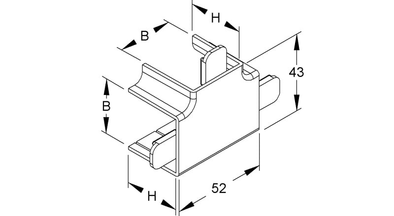 NIEDAX - T-Stück 90°, mit Laschen, 32x30 mm