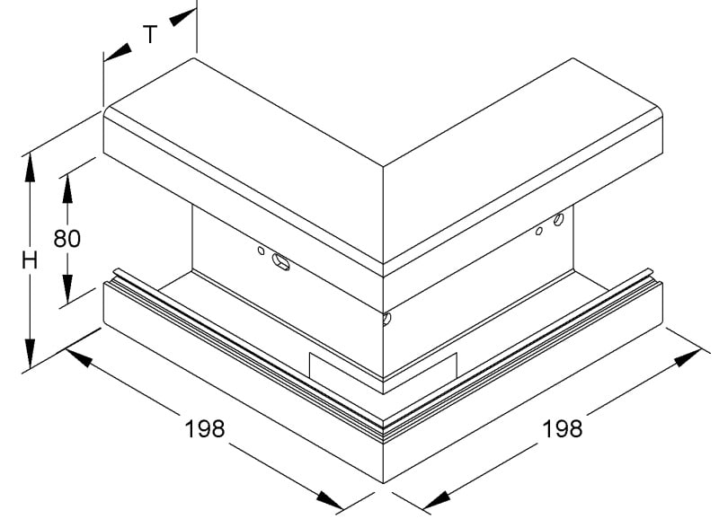 NIEDAX - Außeneck 90°, mit Bodenlochung, 105x66 mm