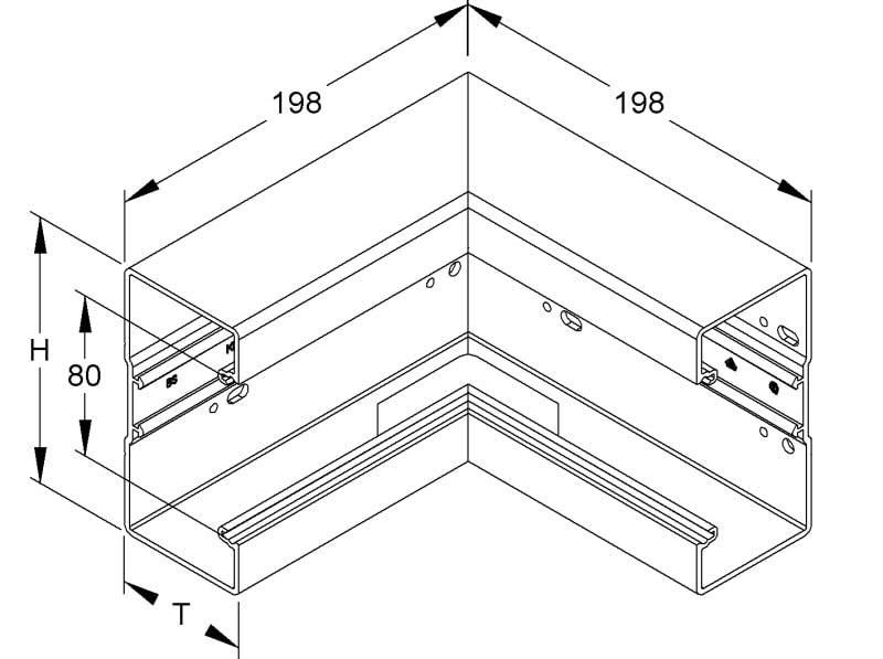 NIEDAX - Inneneck 90°, mit Bodenlochung, 133x66 mm
