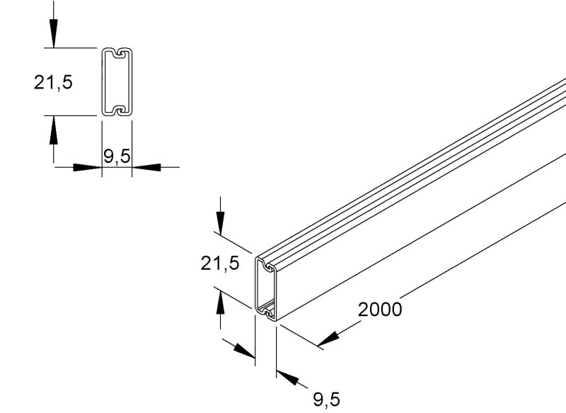 NIEDAX - HKL-Elektroinstallationskanal 9,5x21,5x2000 mm