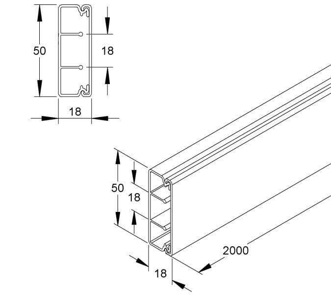 NIEDAX - HKL-Elektroinstallationskanal 18x50x2000 mm