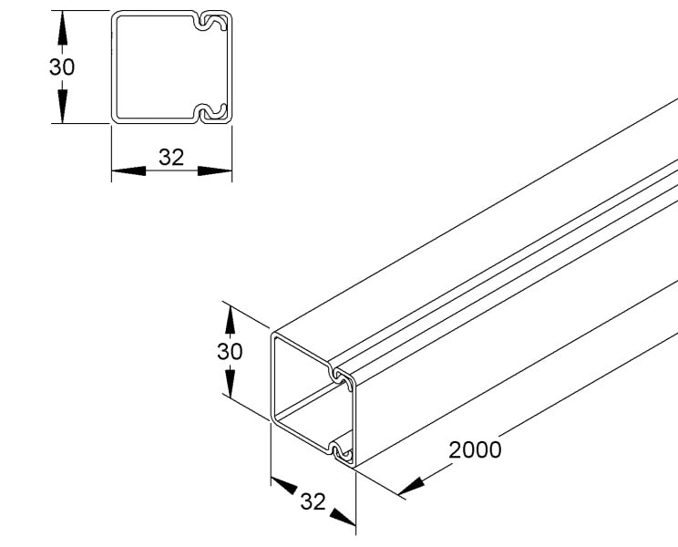 NIEDAX - HKL-Elektroinstallationskanal 32x30x2000 mm