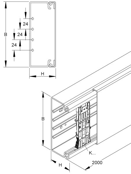 NIEDAX - HKL-Elektroinstallationskanal 60x88x2000 mm
