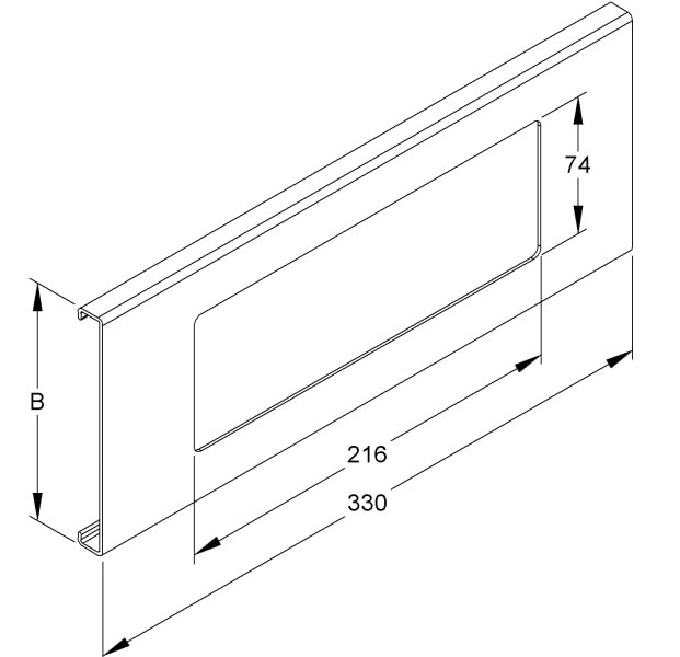 NIEDAX - Gelochter Deckelabschnitt, 3-fach, Breite 108 mm