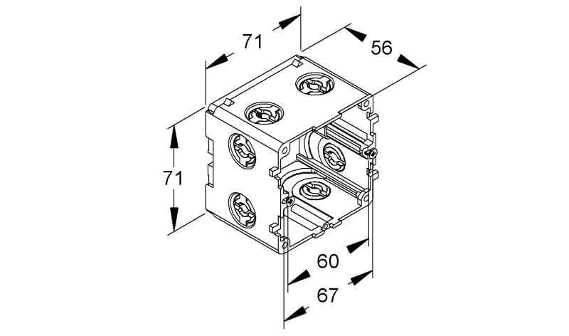 NIEDAX - Geräteeinbaudose, 71x71x56 mm