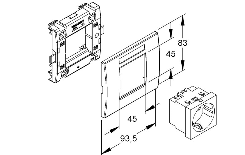 NIEDAX - Geräteeinbausystem,vorkonfektioniert,Einbaubreite 93,5 mm, N