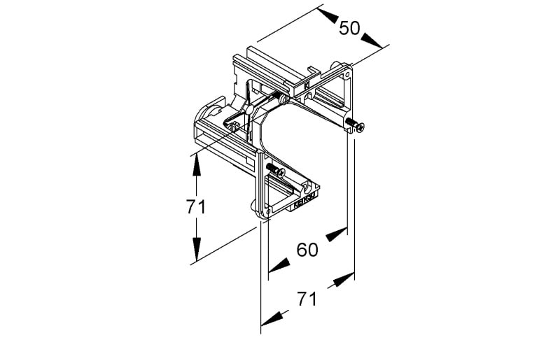 NIEDAX - Geräteträger, 71x71x50 mm, bodenverrastend, seitlich offen