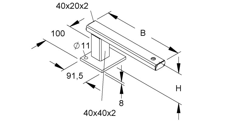 NIEDAX - Stütze, asymmetrisch, geschlossen, ungelocht, 108x192 mm