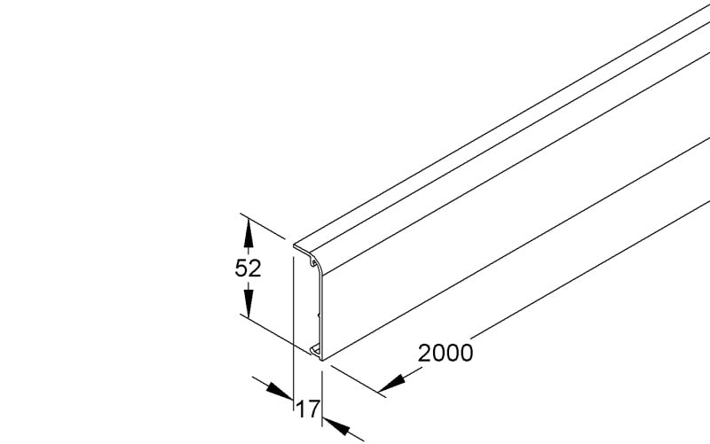NIEDAX - Sockelleistenoberteil, 52x17x2000 mm