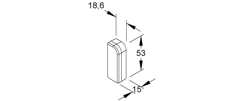 NIEDAX - Endstück links, 53x17 mm